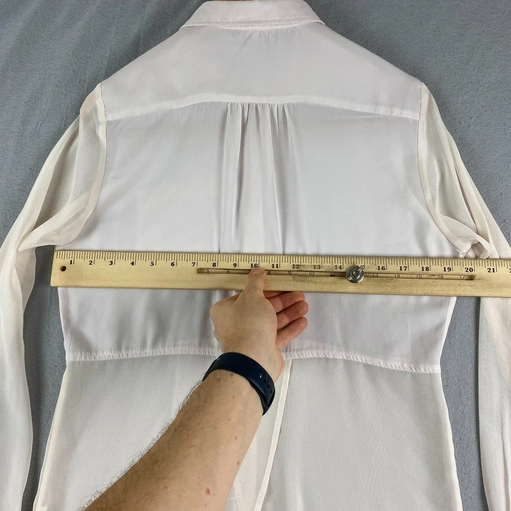 Free People Lightweight semi Sheer top Small Button Down cream pocket tunic